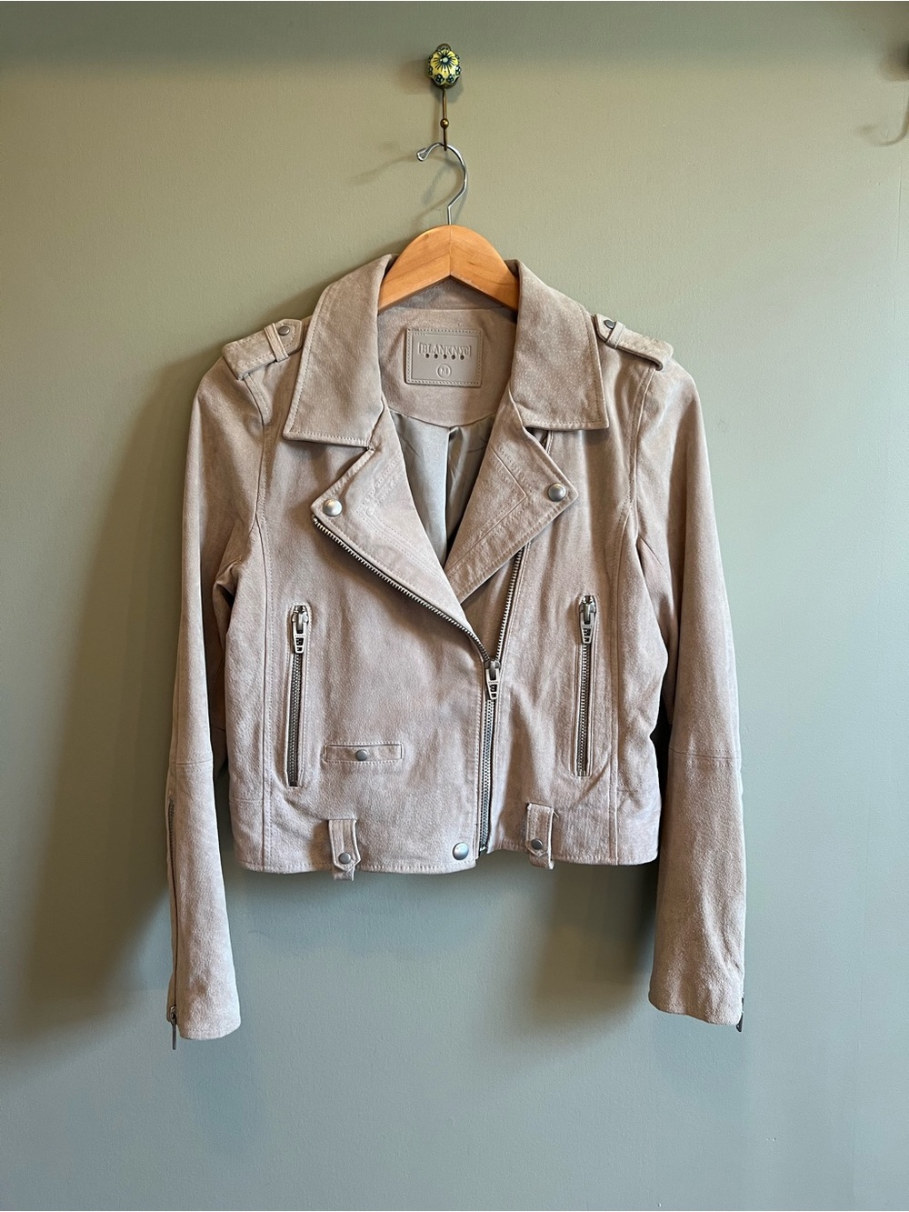 Blank NYC Suede Biker Jacket - Light Taupe